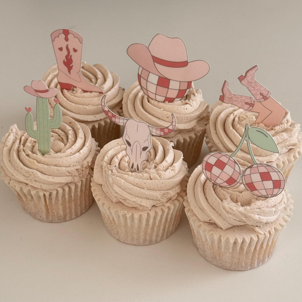 Pink Cowgirl Disco Edible Cupcake Toppers