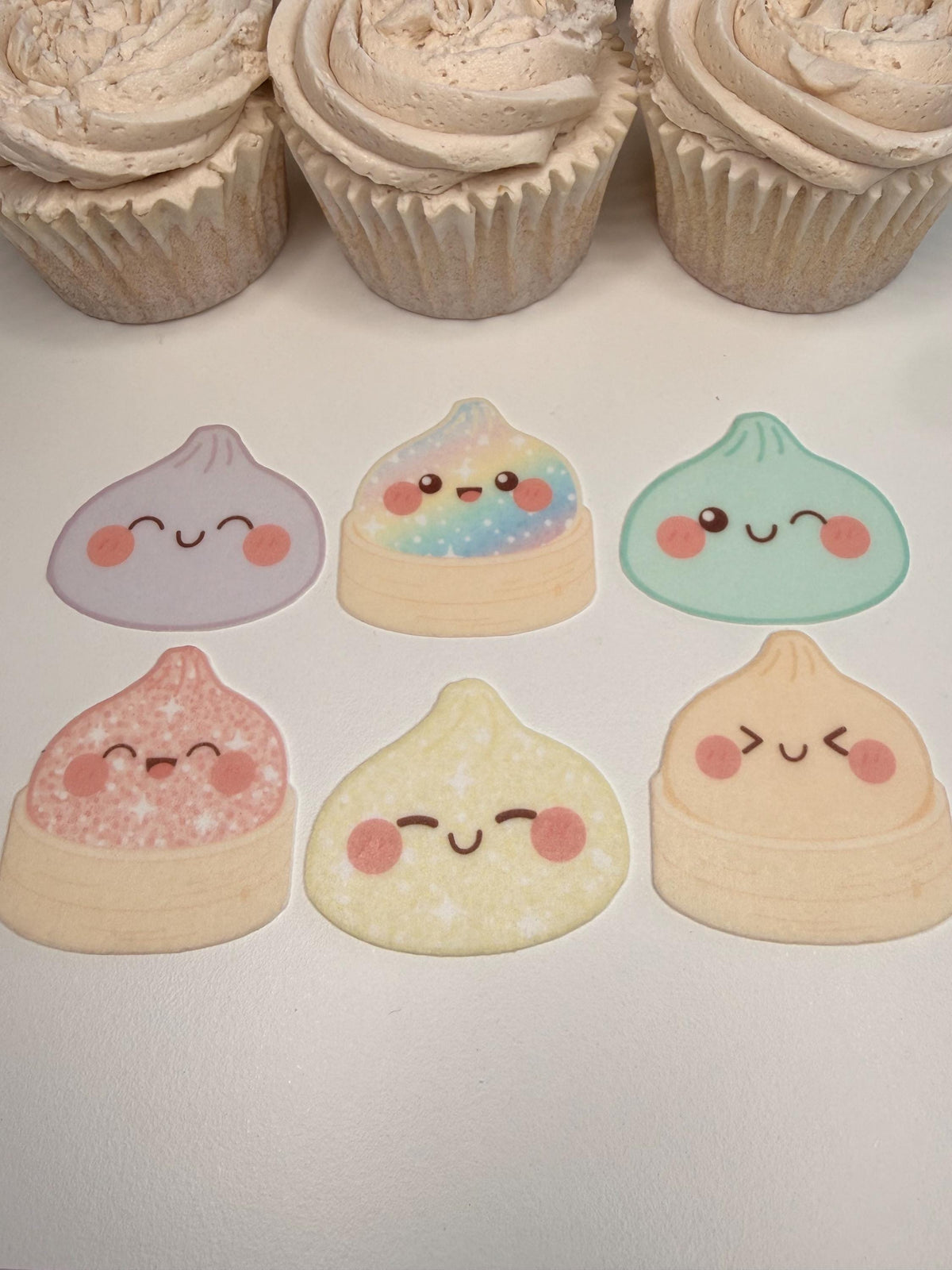 Kawaii Dumpling Edible Cupcake Toppers, Bao Buns