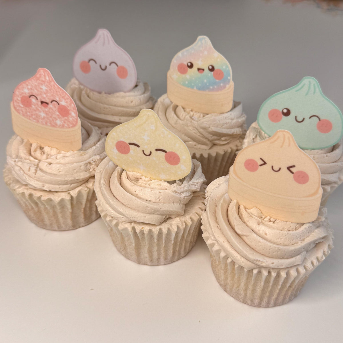 Kawaii Dumpling Edible Cupcake Toppers, Bao Buns