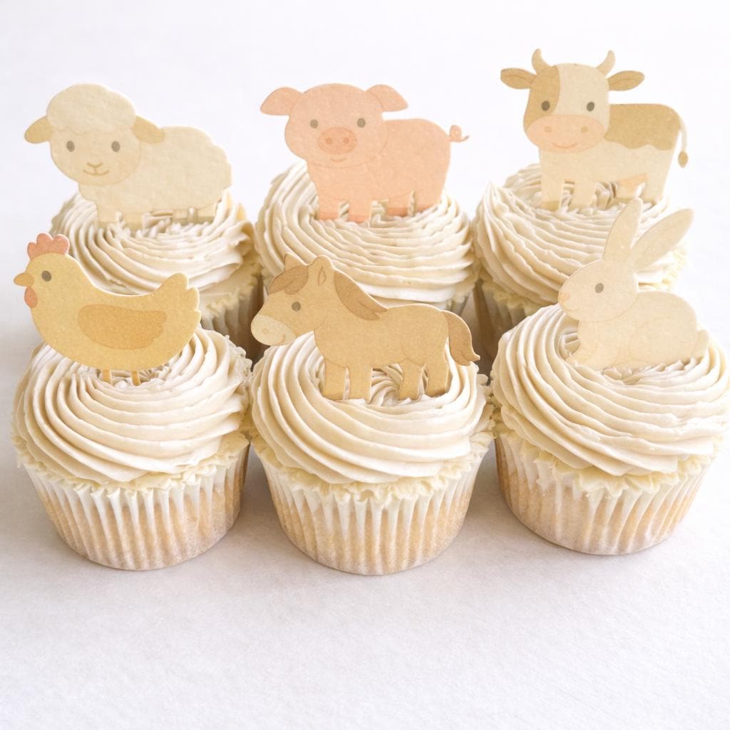 Farm Animal Edible Cupcake Toppers