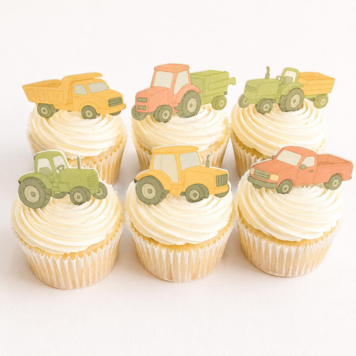 Farm Vehicle Edible Cupcake Toppers, Tractors & Trucks