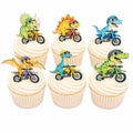 Dinosaurs on Motorbikes Edible Cupcake Toppers