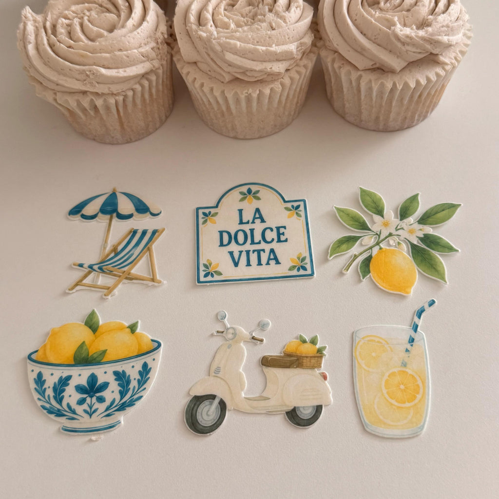 Amalfi Lemon Edible Cupcake Toppers, Summer Party