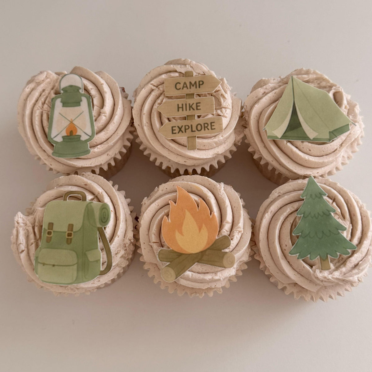 Camping & Hiking Edible Cupcake Toppers
