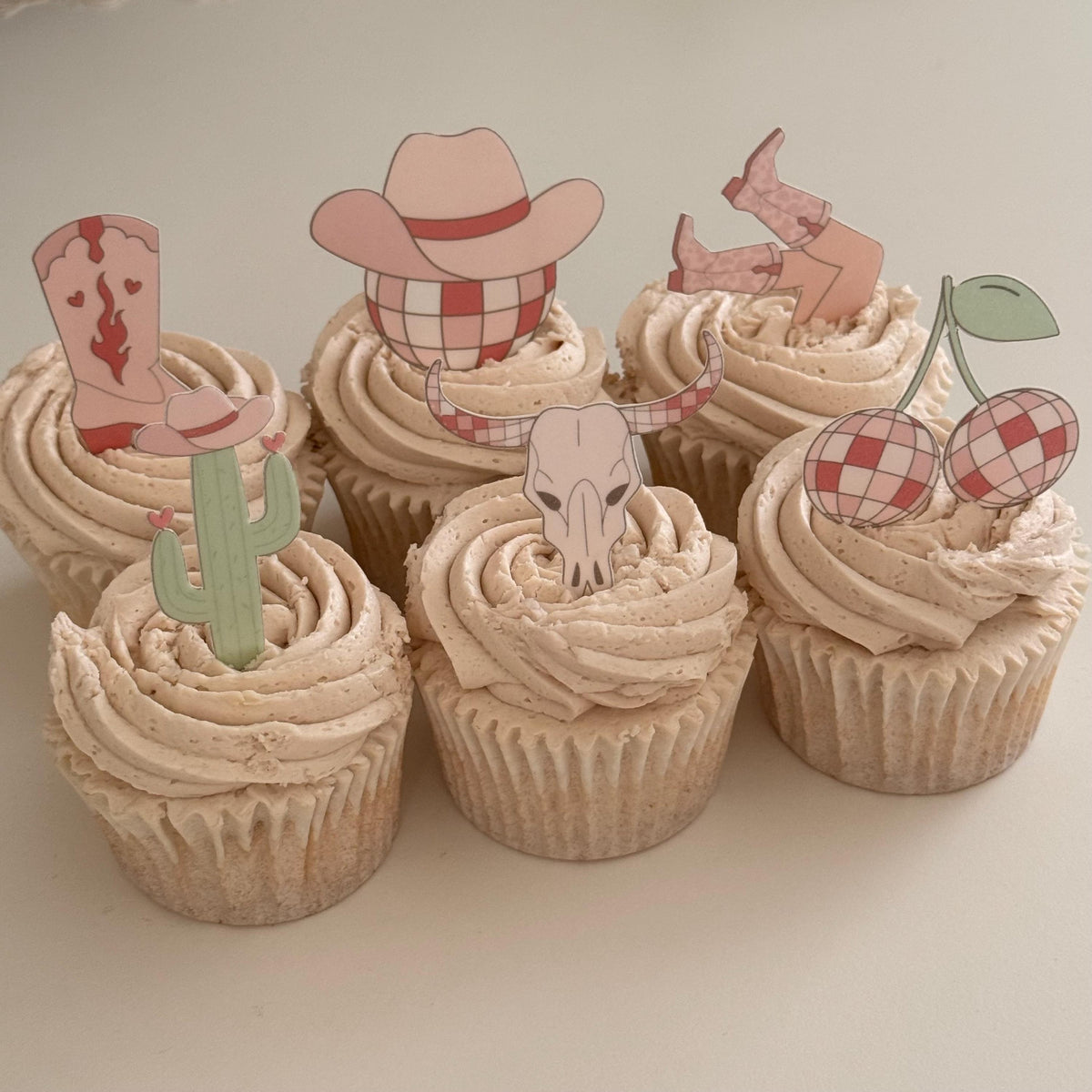 Pink Cowgirl Disco Edible Cupcake Toppers