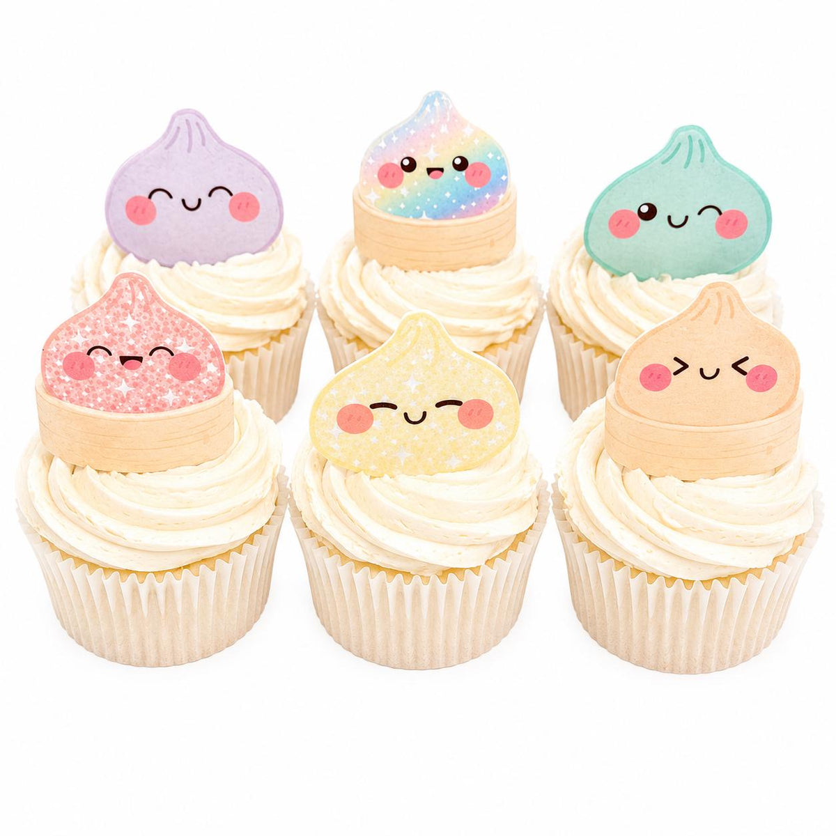 Kawaii Dumpling Edible Cupcake Toppers, Bao Buns
