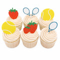 Tennis Edible Cupcake Toppers, Rackets & Strawberries