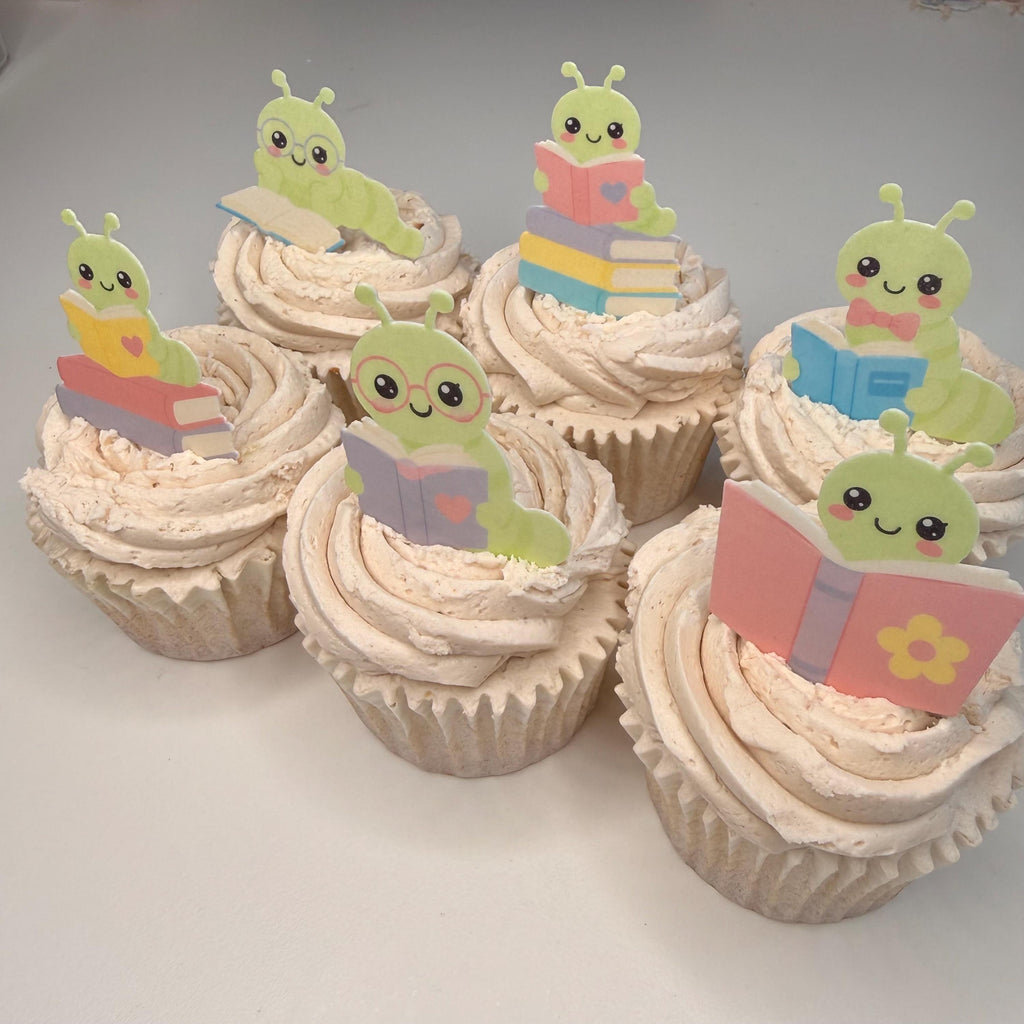 Bookworm Edible Cupcake Toppers