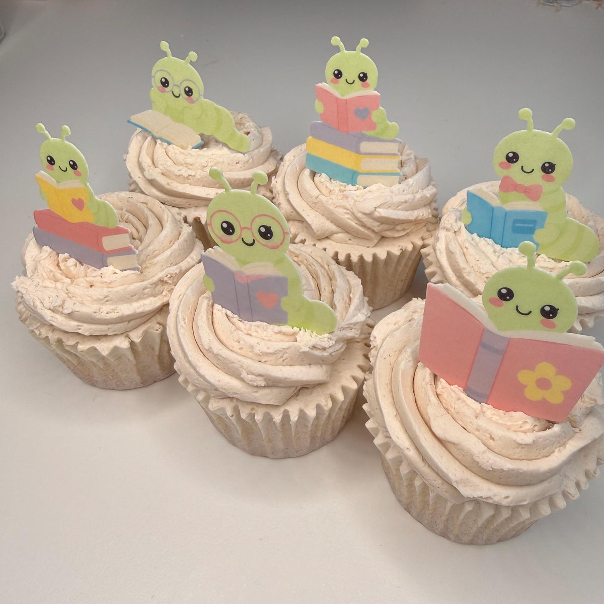 Bookworm Edible Cupcake Toppers