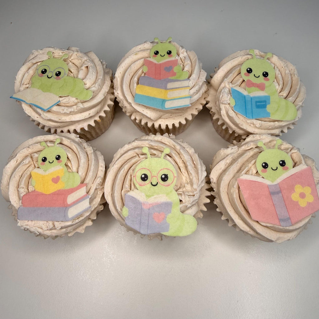 Bookworm Edible Cupcake Toppers