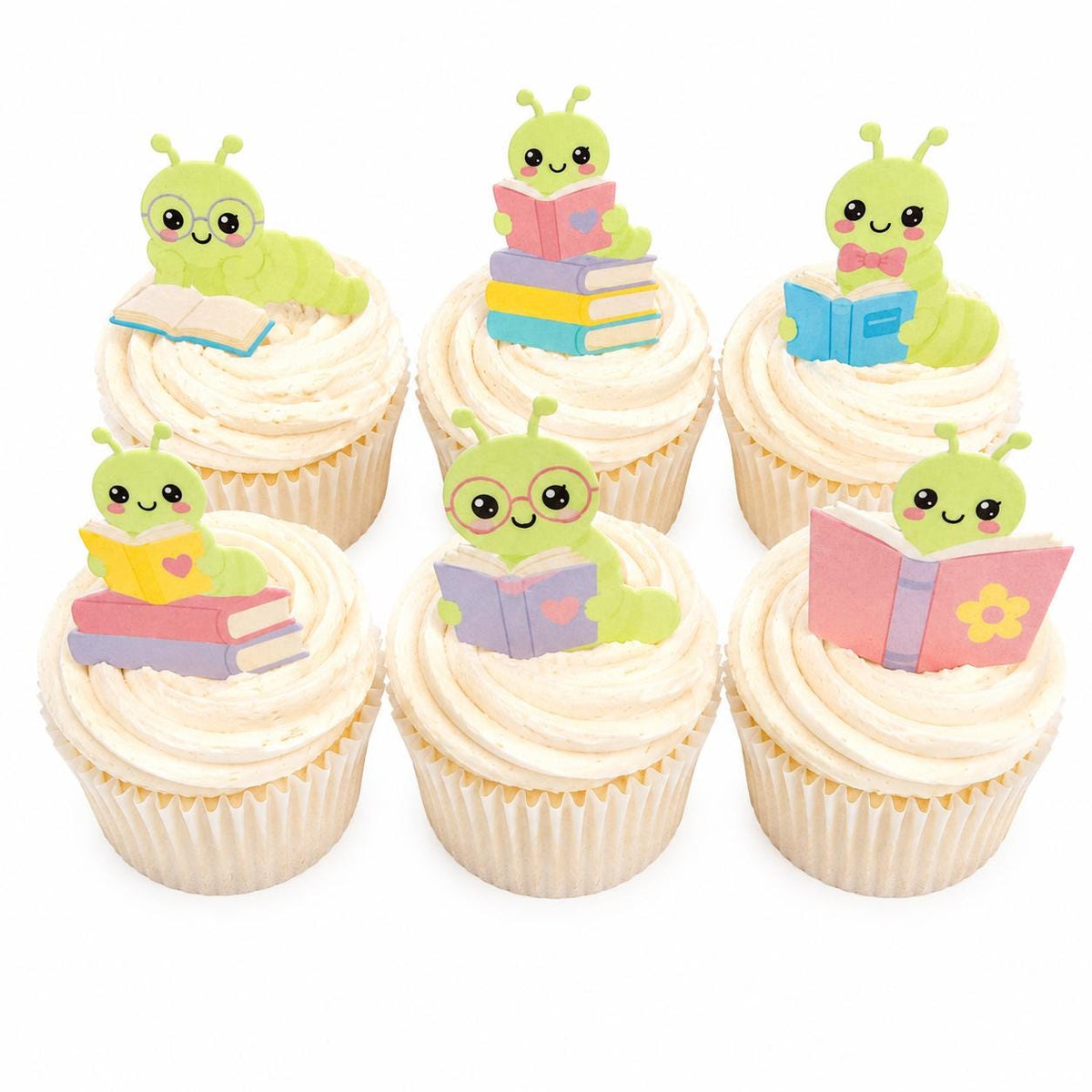 Bookworm Edible Cupcake Toppers