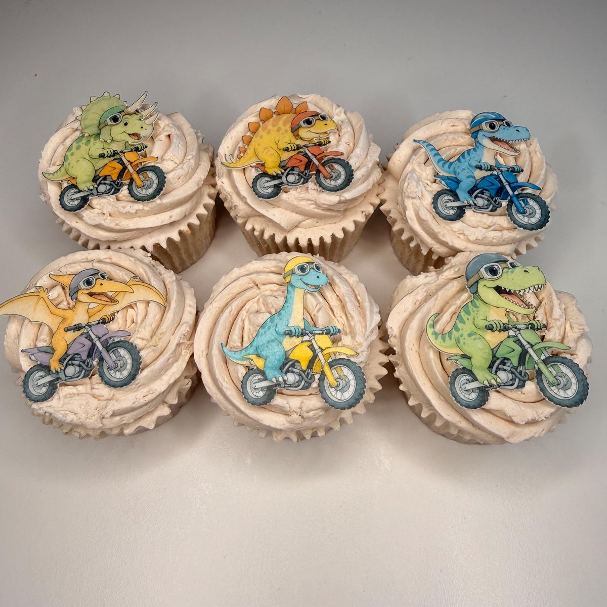 Dinosaurs on Motorbikes Edible Cupcake Toppers