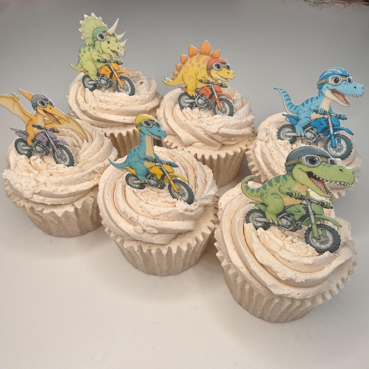 Dinosaurs on Motorbikes Edible Cupcake Toppers