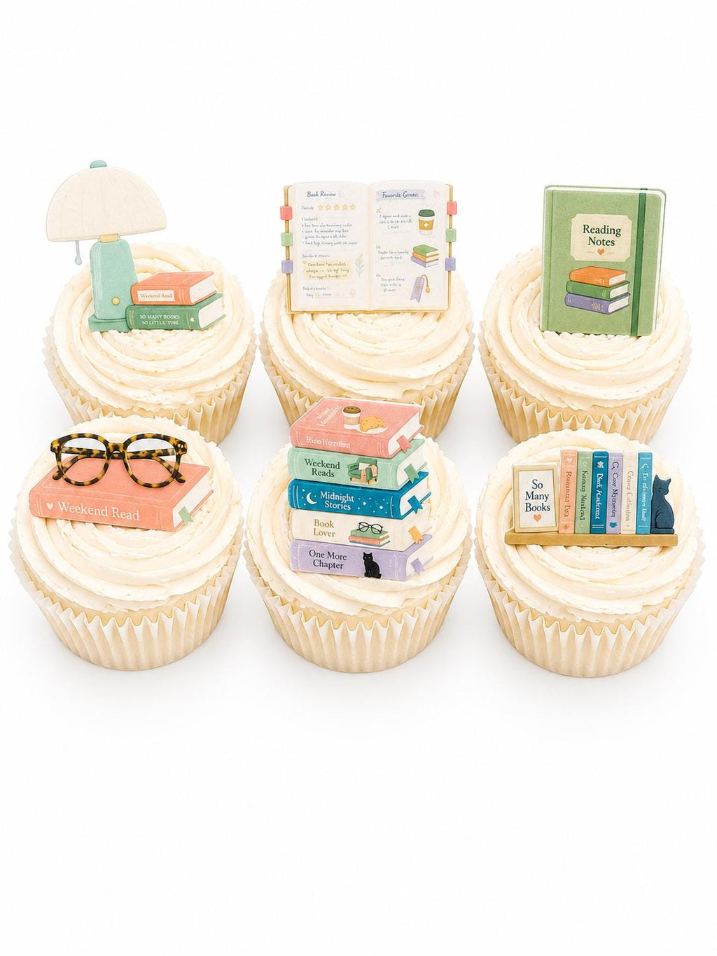Book Lover & Reading Edible Cupcake Toppers