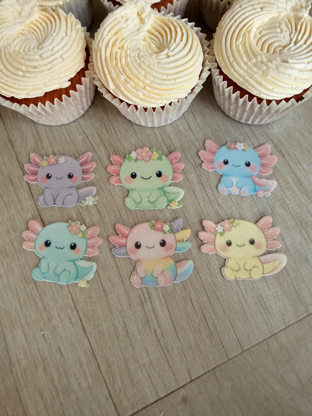Axolotl Edible Cupcake Toppers