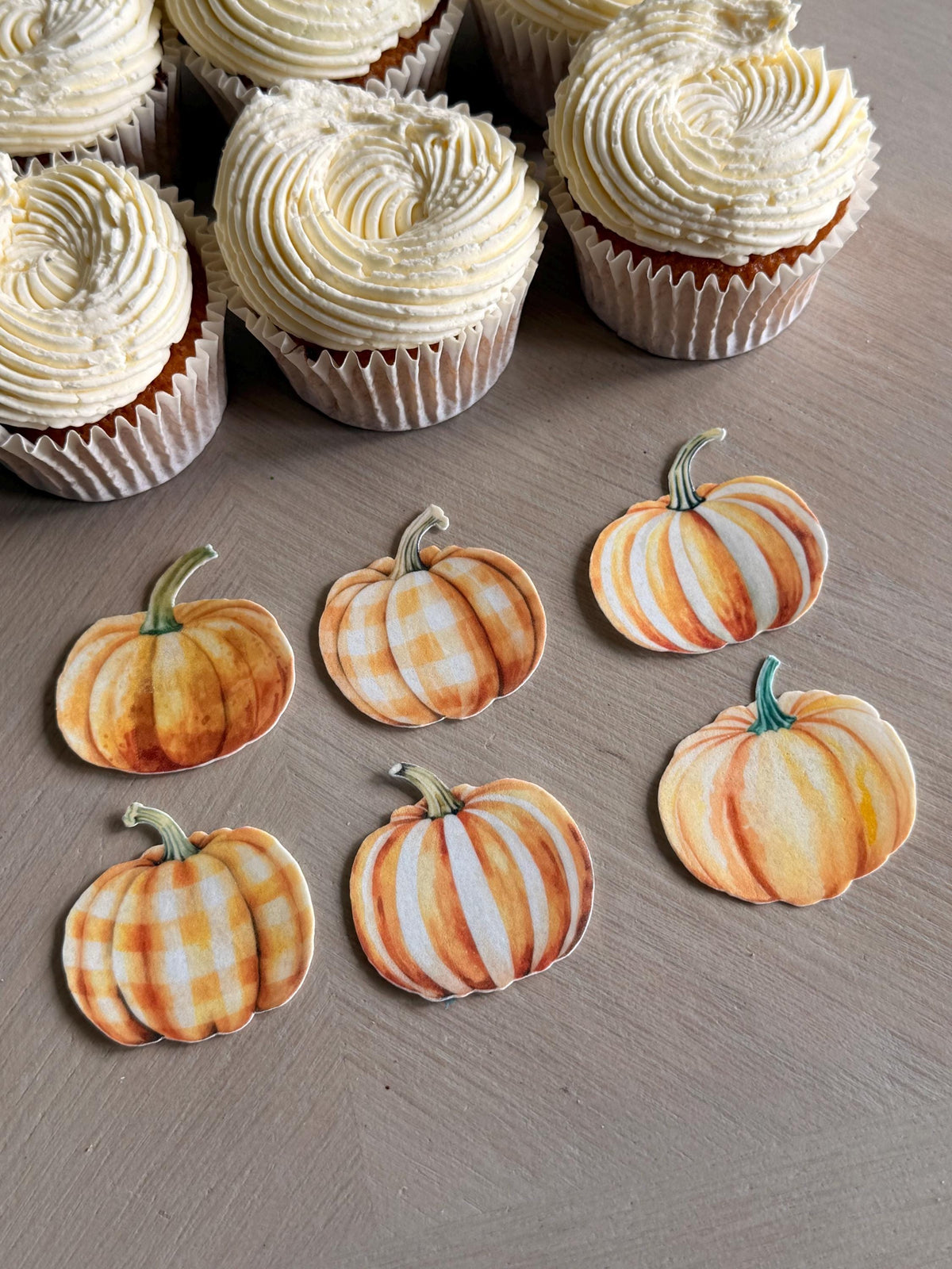 Pumpkin Baby Shower Edible Cupcake Toppers