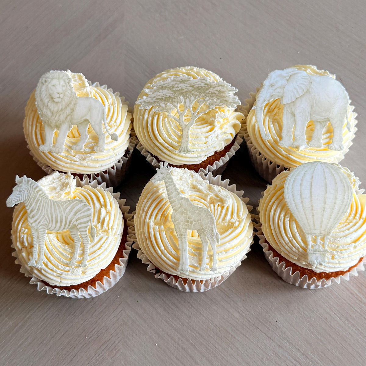 Neutral Safari Edible Cupcake Toppers, Baby Shower & Wild One