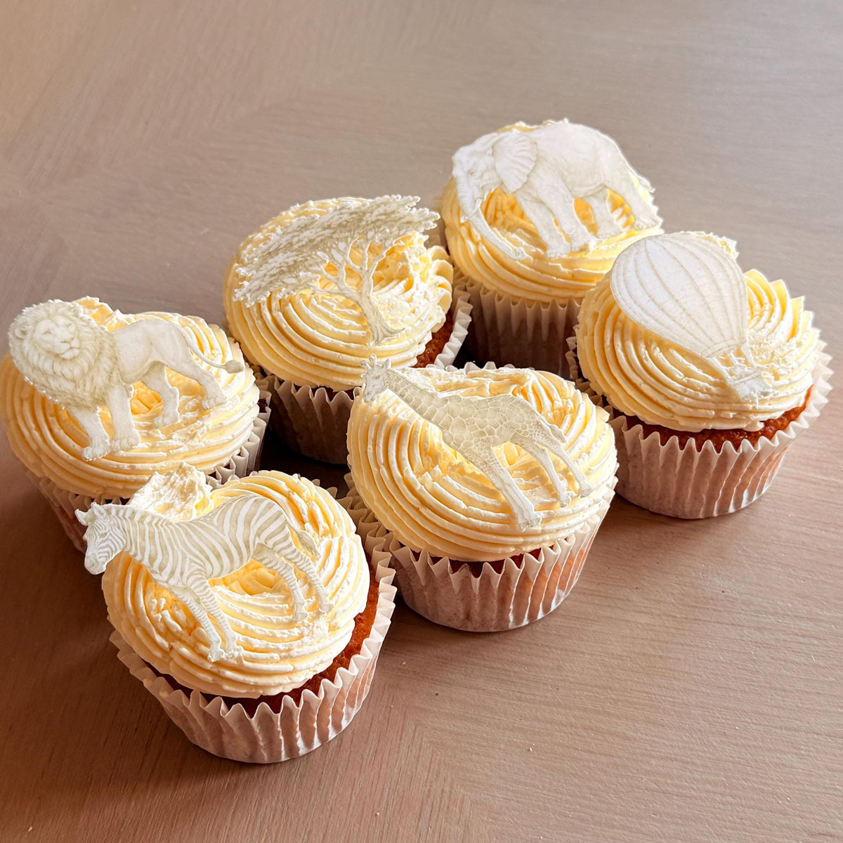 Neutral Safari Edible Cupcake Toppers, Baby Shower & Wild One