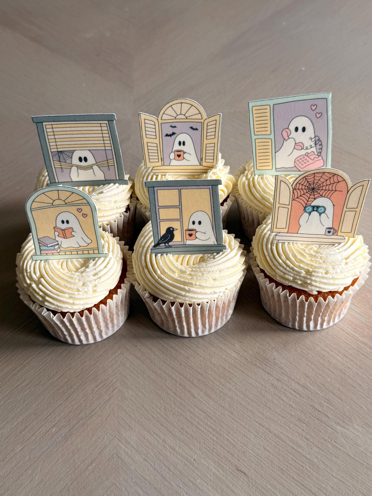 Ghost at the Window Edible Cupcake Toppers, Bookish Halloween