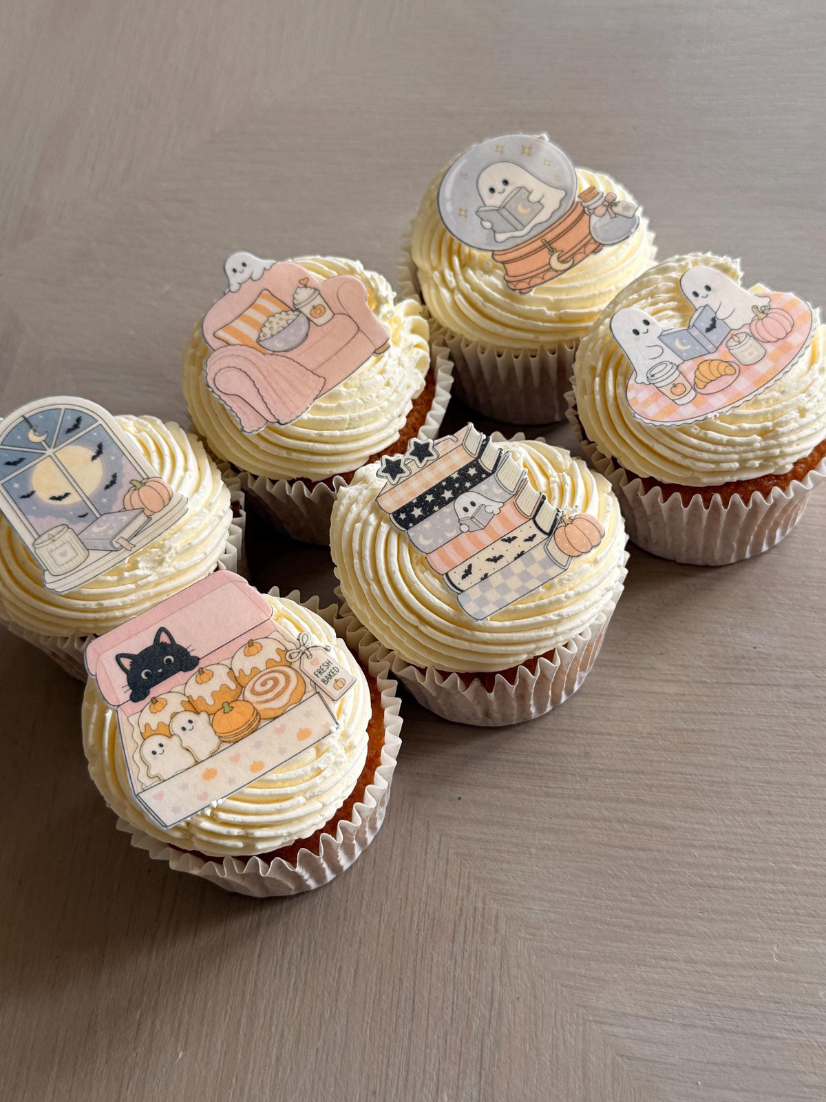Cosy Ghost Edible Cupcake Toppers, Bookish Halloween