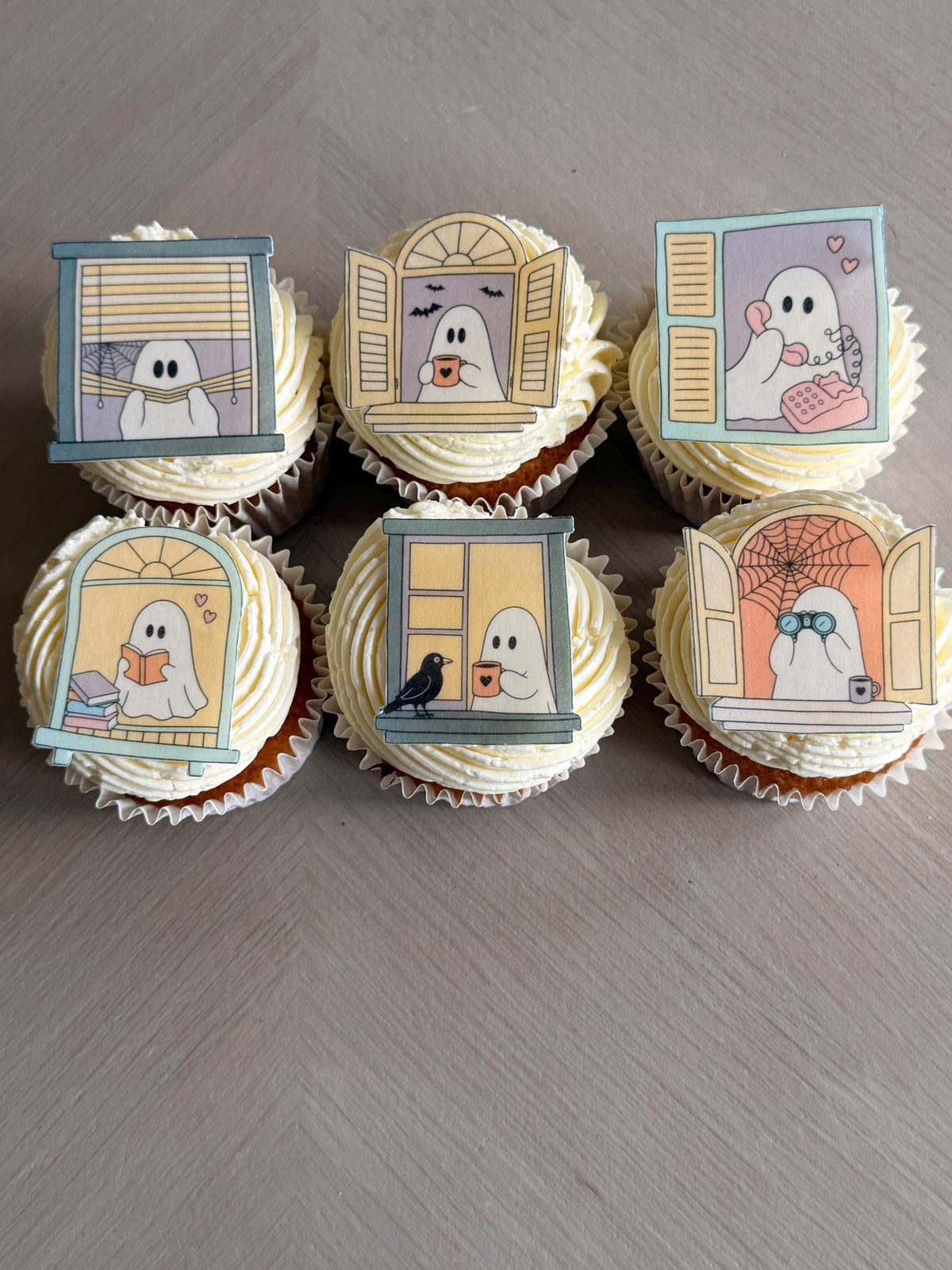 Ghost at the Window Edible Cupcake Toppers, Bookish Halloween