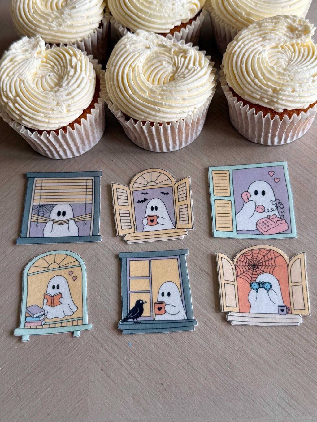 Ghost at the Window Edible Cupcake Toppers, Bookish Halloween