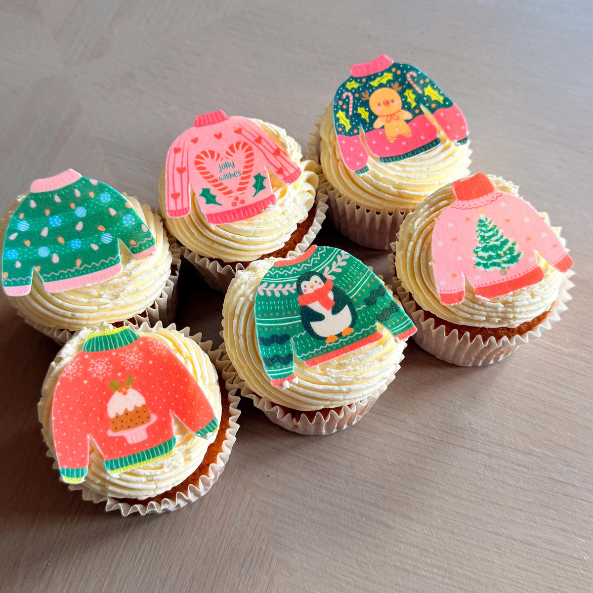 Christmas Jumper Edible Cupcake Toppers