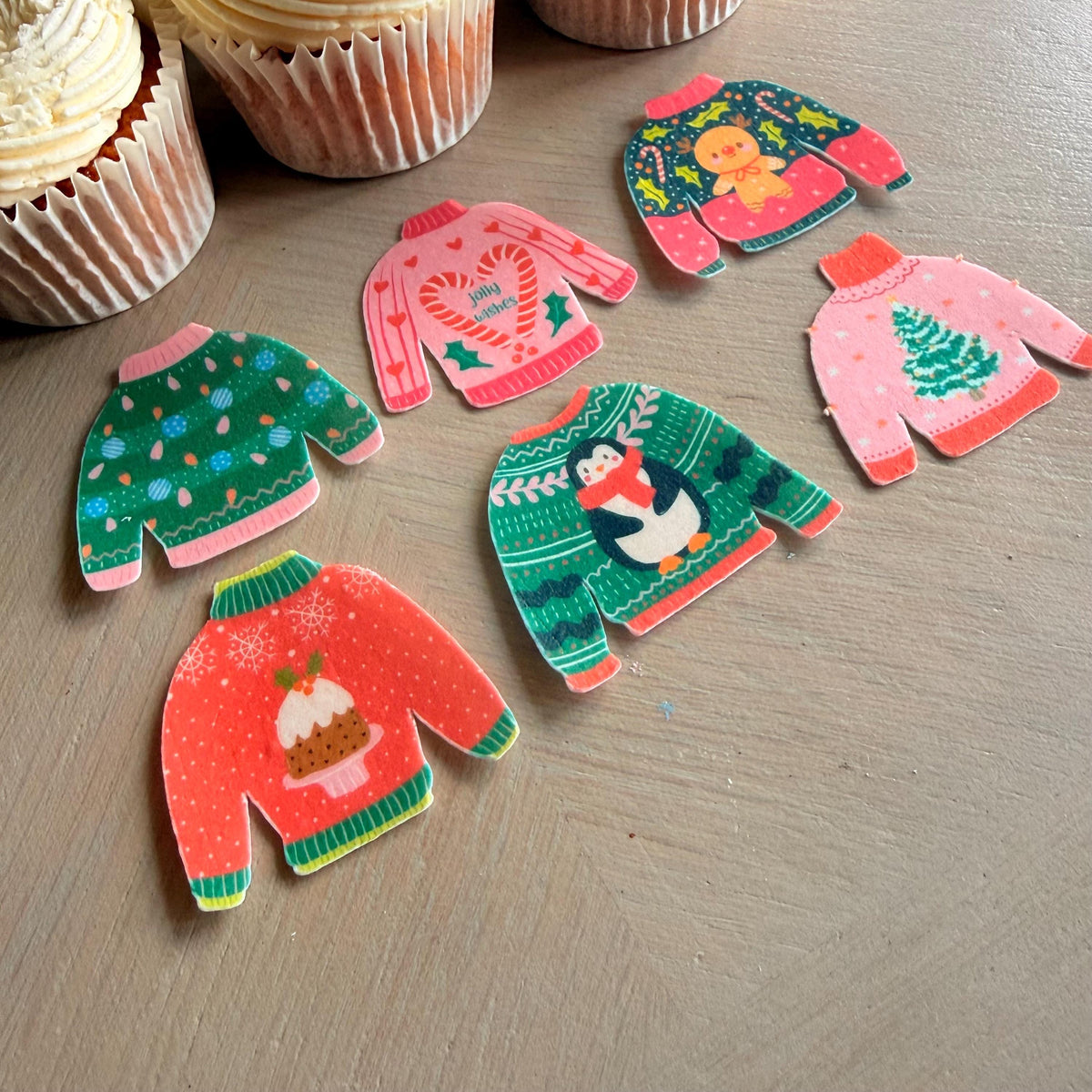 Christmas Jumper Edible Cupcake Toppers