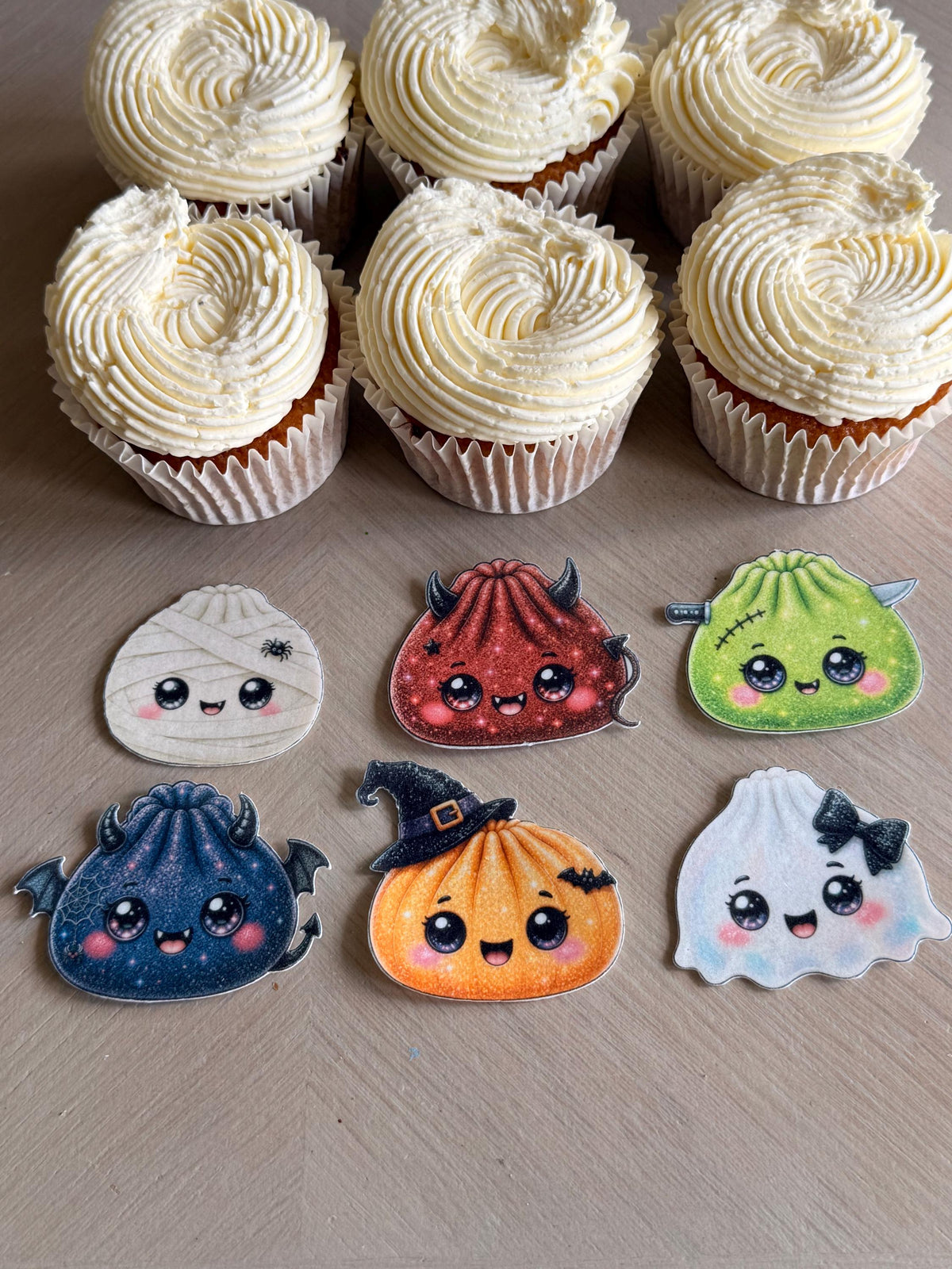 Halloween Kawaii Dumpling Edible Cupcake Toppers