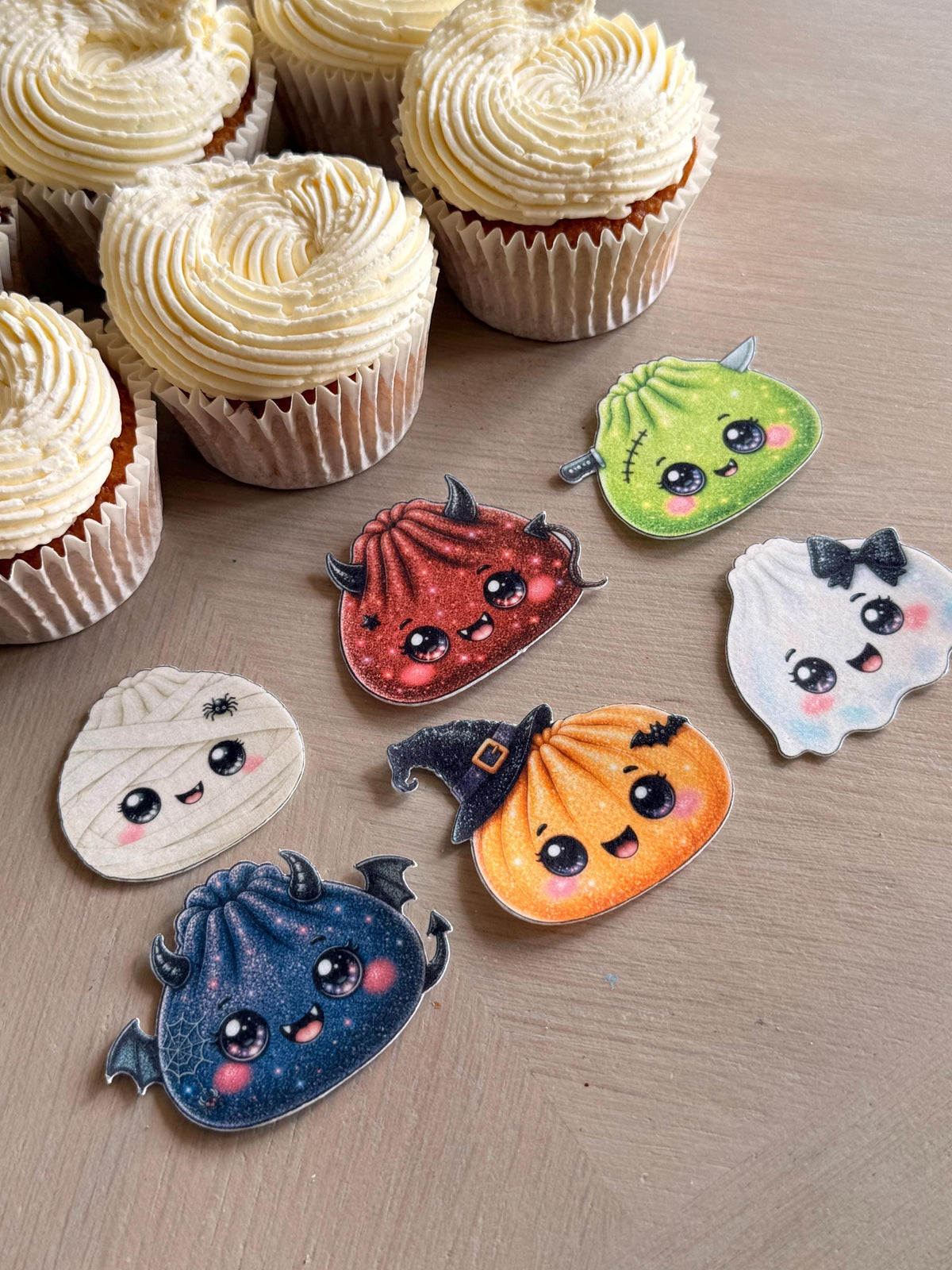Halloween Kawaii Dumpling Edible Cupcake Toppers