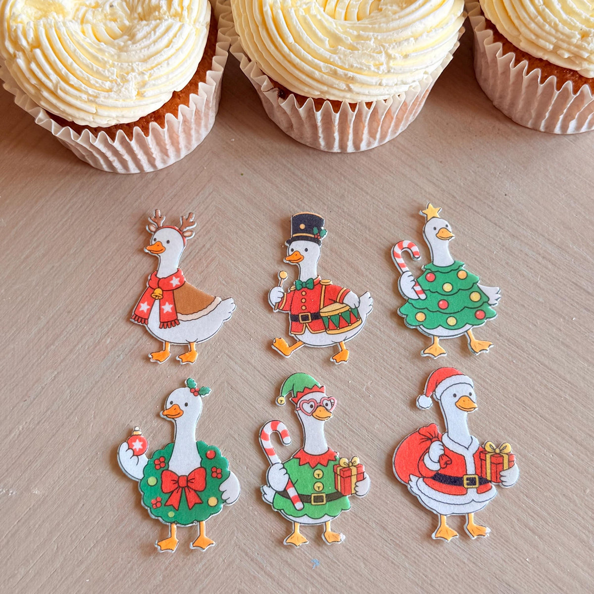Christmas Goose Edible Cupcake Toppers