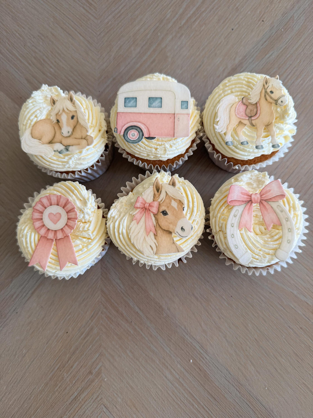Pink Pony Edible Cupcake Toppers