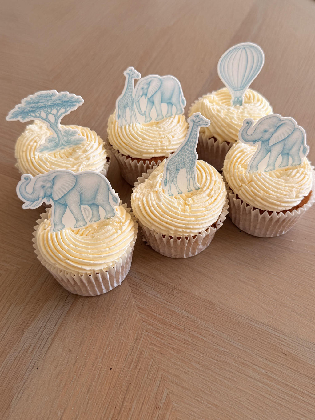 Blue Safari Edible Cupcake Toppers, Baby Shower & Wild One