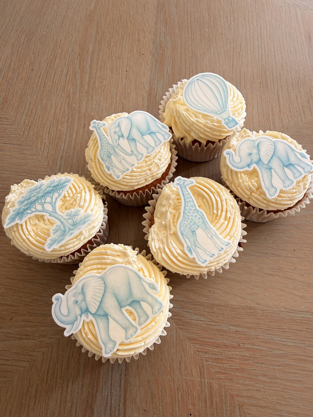Blue Safari Edible Cupcake Toppers, Baby Shower & Wild One