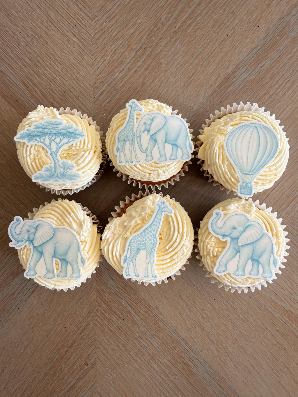 Blue Safari Edible Cupcake Toppers, Baby Shower & Wild One