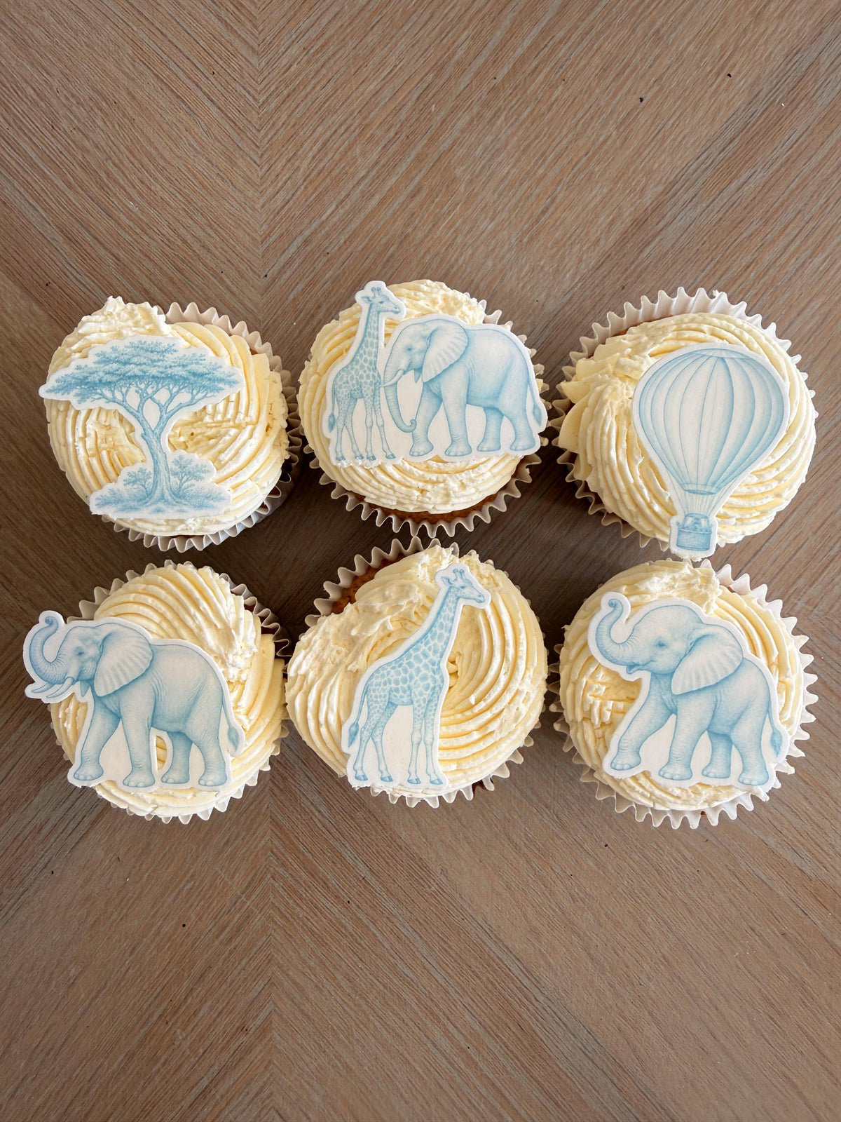 Blue Safari Edible Cupcake Toppers, Baby Shower & Wild One