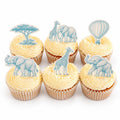 Blue Safari Edible Cupcake Toppers, Baby Shower & Wild One