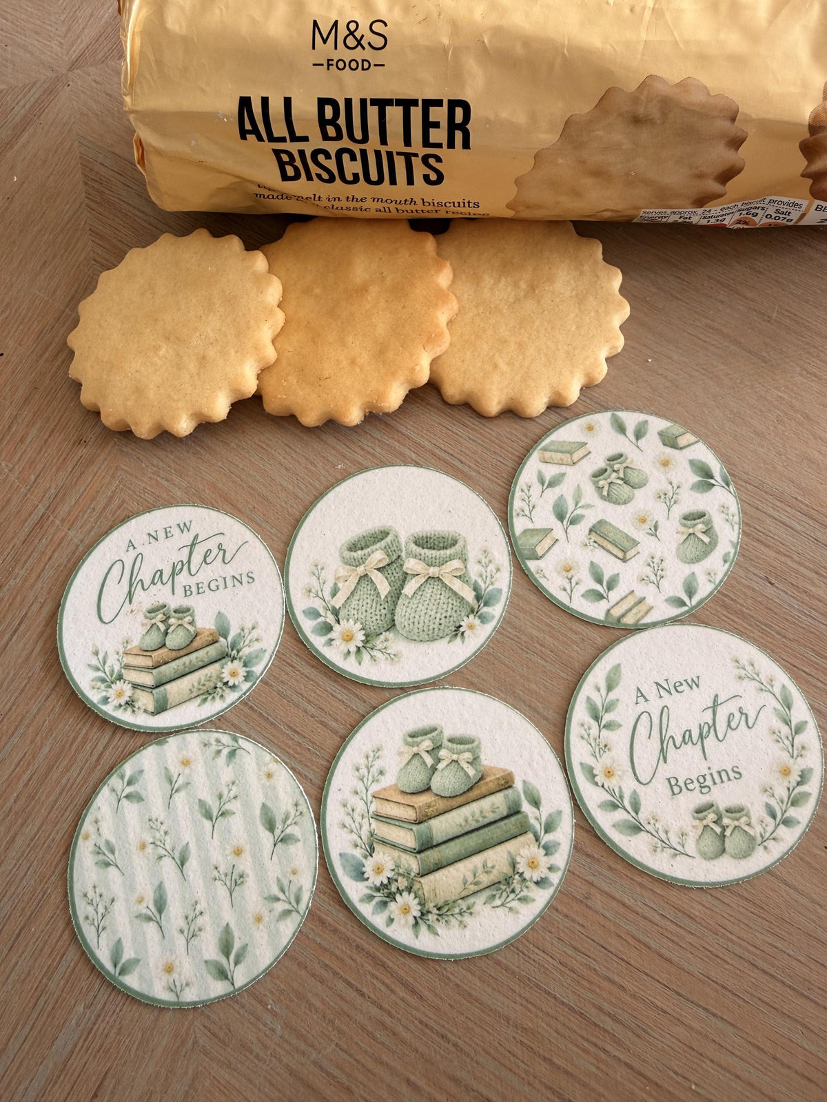 A New Chapter Begins Edible Baby Shower Toppers, 5cm