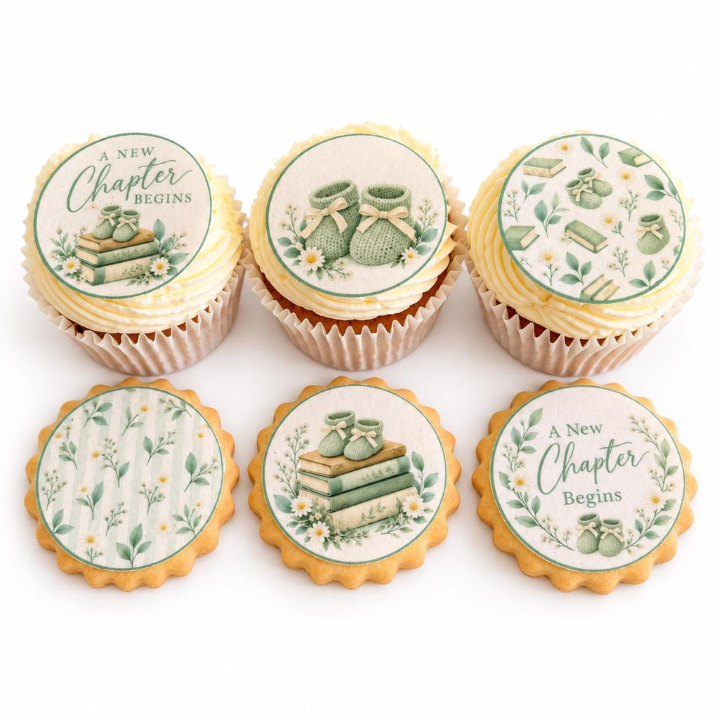 A New Chapter Begins Edible Baby Shower Toppers, 5cm