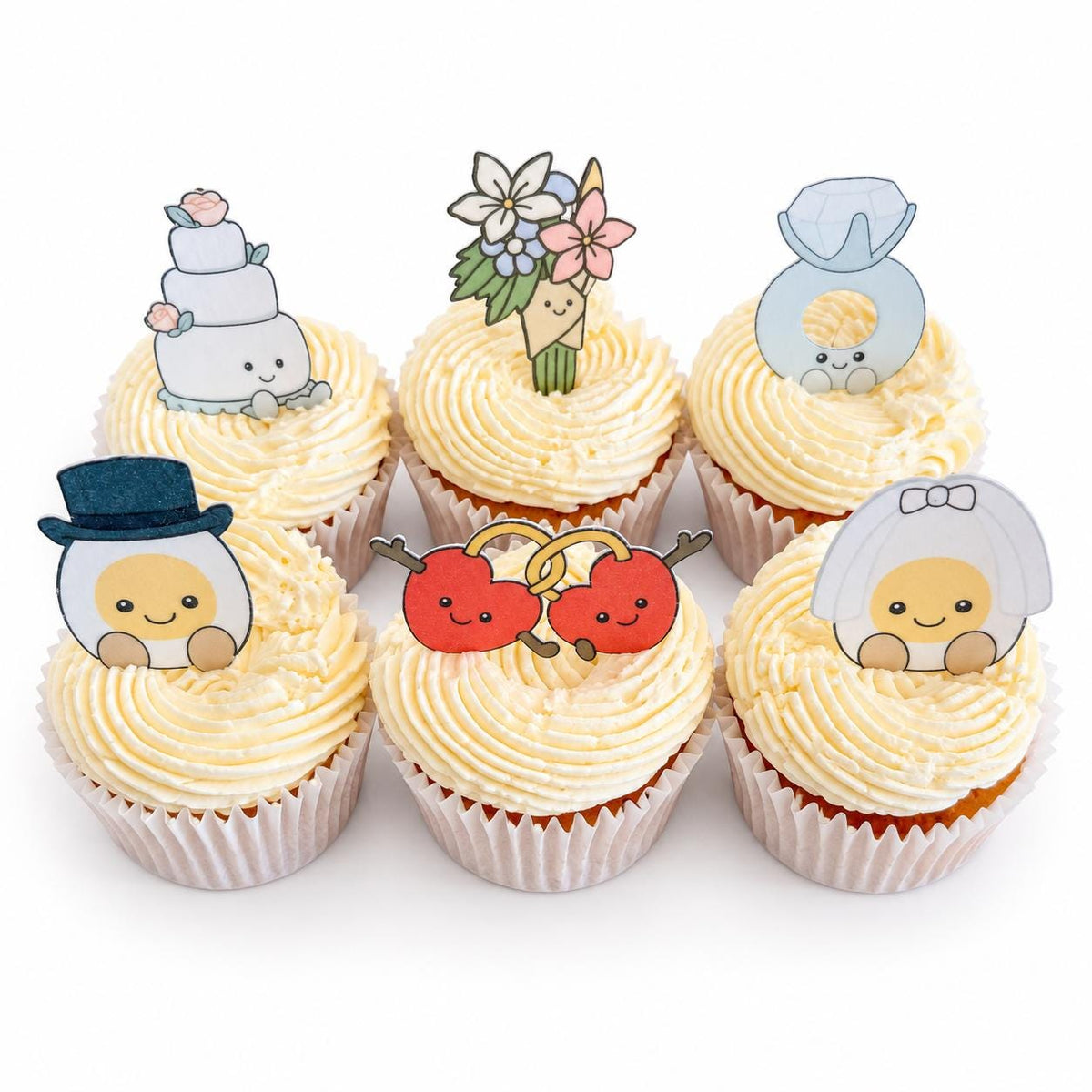 Wedding & Engagement Amuseables Style Edible Cupcake Toppers