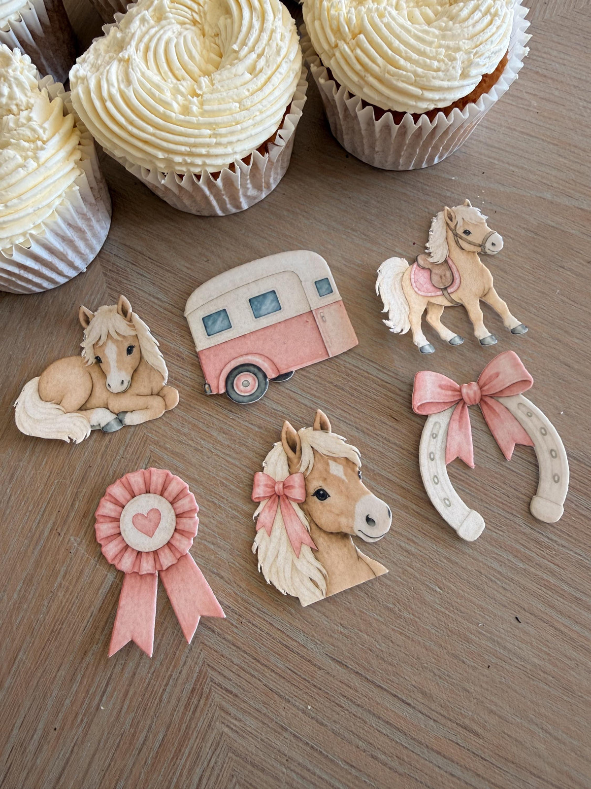Pink Pony Edible Cupcake Toppers
