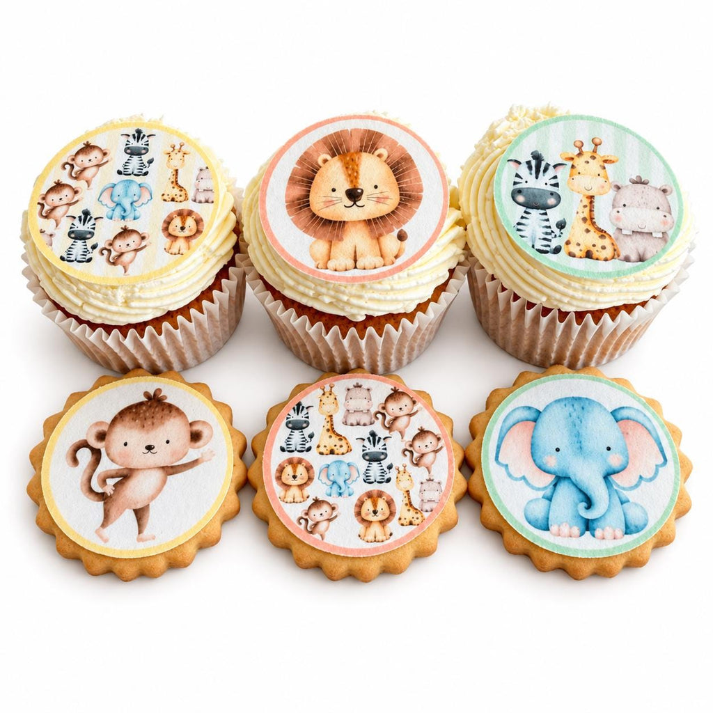 Safari Edible Biscuit & Cupcake Toppers, 5cm